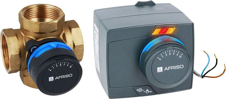 Afriso Kit di controllo ProClick: Valvola miscelatrice rotativa a 4 vie ARV 485 ProClick, con attuatore
