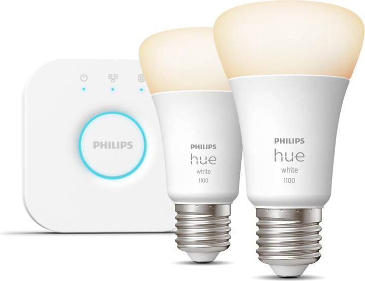 Produktbild Philips Hue White Starter Set (E27, 9.50 W, 1055 lm, 2 x, F)