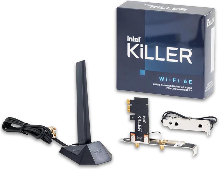 Image du produit Intel Killer Wi-Fi 6E AX1675, Internal, Wireless, PCI Express, WLAN, Wi-Fi 6E (802.11ax), 2400 Mbit/ (Mini PCI Express)
