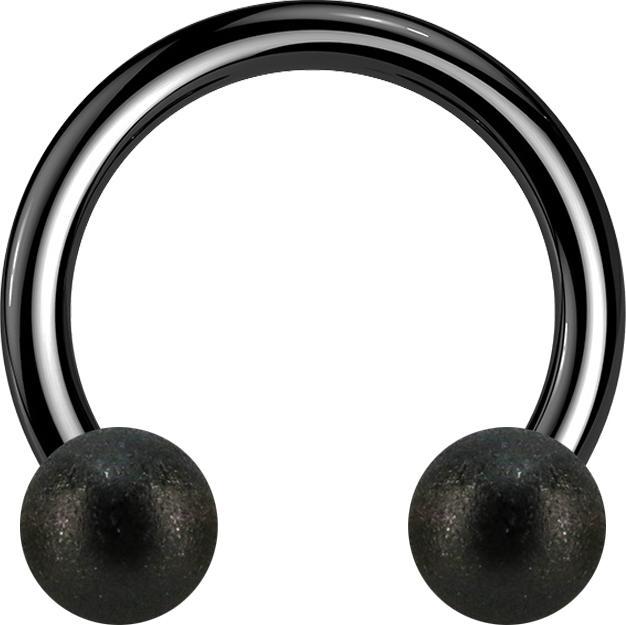 Image du produit Star Piercing Circular Barbell noir avec deux boules mouchetées (sans laiton, Acier chirurgical 316L)