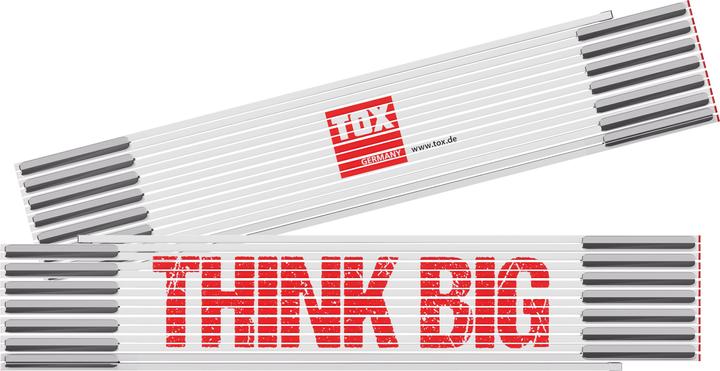 Tox Meterstab 3m "Think Big" - Glasbirkenholz, weiss, Metallbeschläge