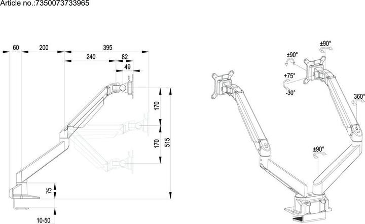Produktbild Multibrackets Monitorhalter Duo 32", Alum., weiss, rotierbar 90° (Tisch, 32")