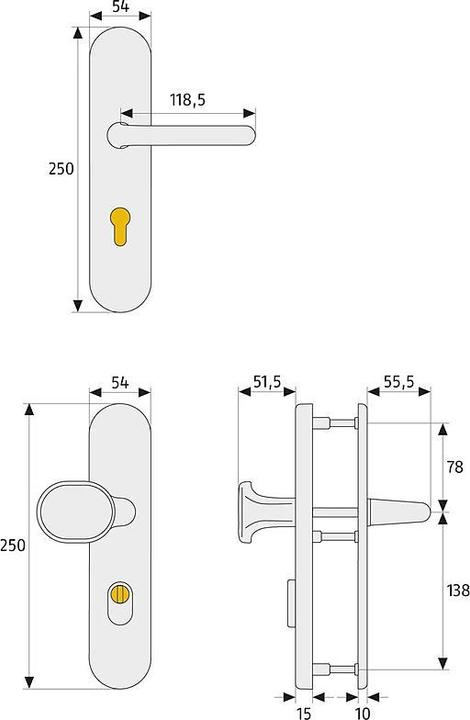 Actual product image Abus HLZS814 ER Security fitting round DG, stainless steel (Door set)