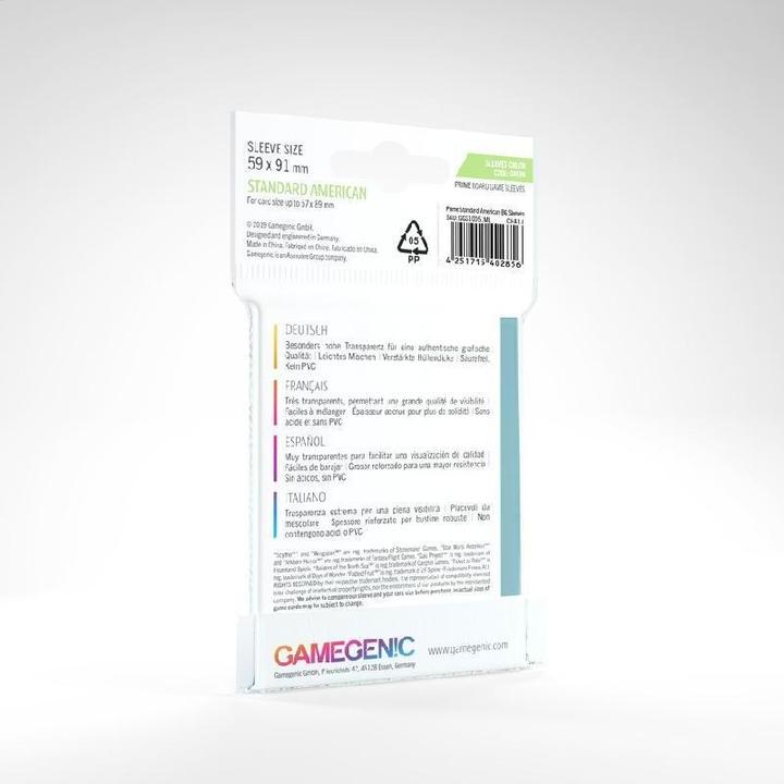 Productafbeelding Gamegenic GGS10051ML - PRIME enveloppen, Amerikaans standaard formaat 59 x 91 mm - transparant (50 enveloppen)