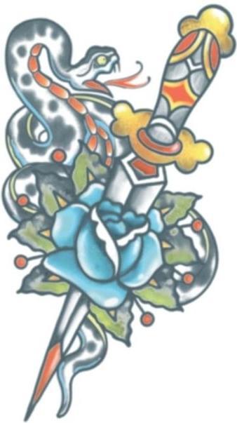 Actual product image Tinsley Transfers Snake and Dagger Tattoo | Adhesive Tattoos