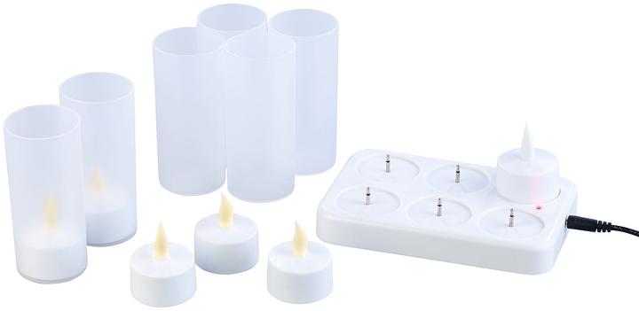 Actual product image Lunartec Battery LED Tealights with Charging Station (6 x)
