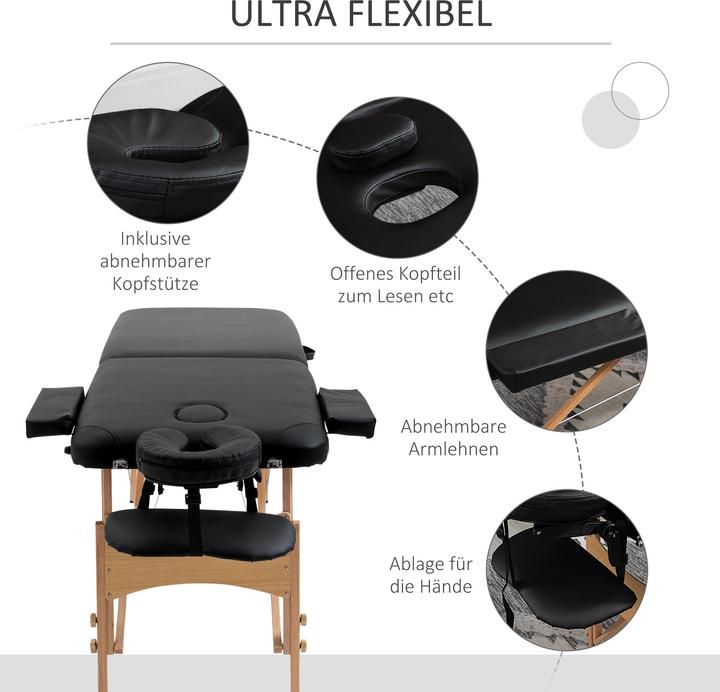 Actual product image Homcom Massage table with headrest and carrying handles