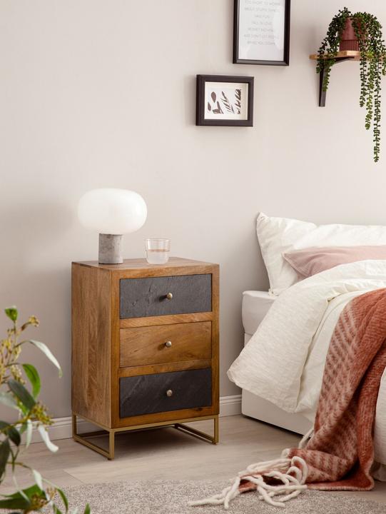 Produktbild FineBuy Nachtkonsole FB55614 Massivholz Braun (40 x 60 x 30 cm)