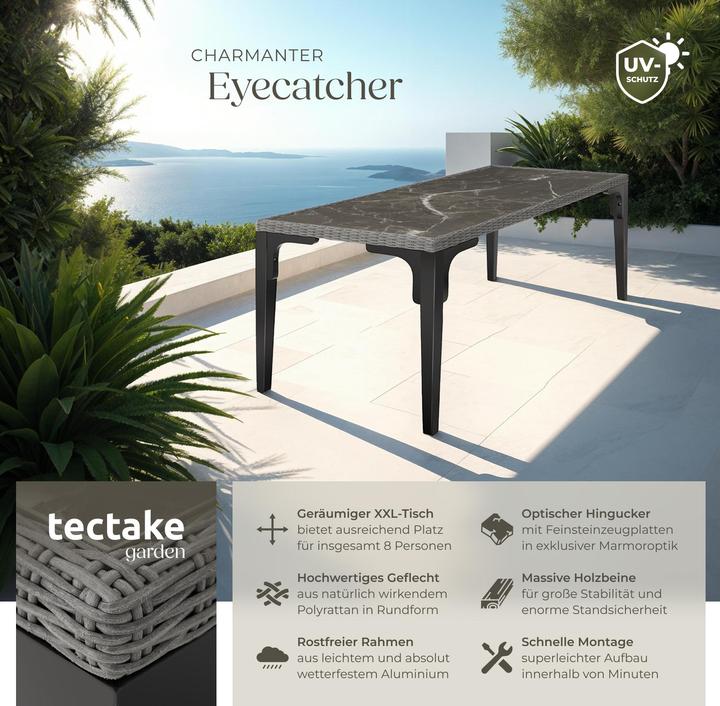 Immagine prodotto tectake Tavolo in rattan Foggia (196 cm)