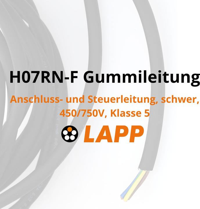 Produktbild Lapp 10 Meter 1600151 H07RN-F 7x1,5 mm² Gummileitung flexibel mit Schutzleiter I UV-resistentes Kabe (10 m)