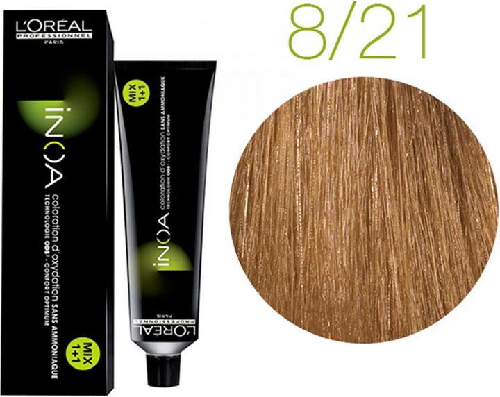 Actual product image L'Oréal Professionnel Inoa (8.21 light blonde irise ash high resist)