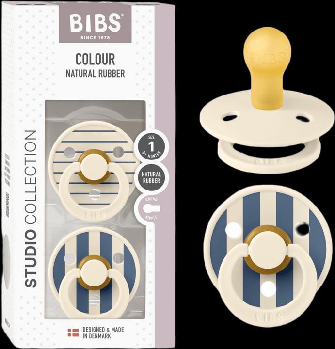 Immagine prodotto Bibs Studio Nuggi Colour 2 PACK Latex Round 0-6m Pin Ivory Steel Blue Mix (2 x, fino a 6 M.)