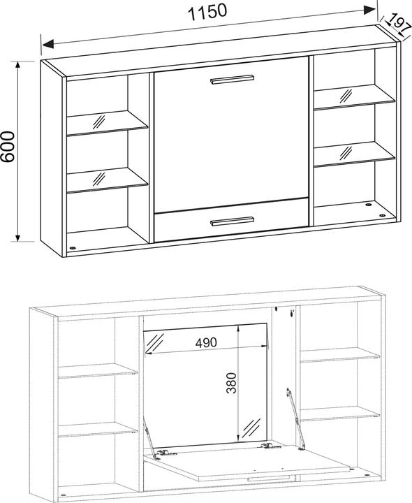 Image du produit VCM Coiffeuse Bureau mural Étagère murale Teala Miroir (115 x 20 x 60 cm)