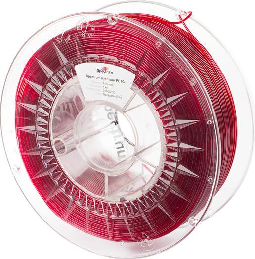 Actual product image Filament / PETG / TRANSPARENT RED / 1.75 mm / 1 kg (PETG, 1.75 mm, 1000 g, Red)