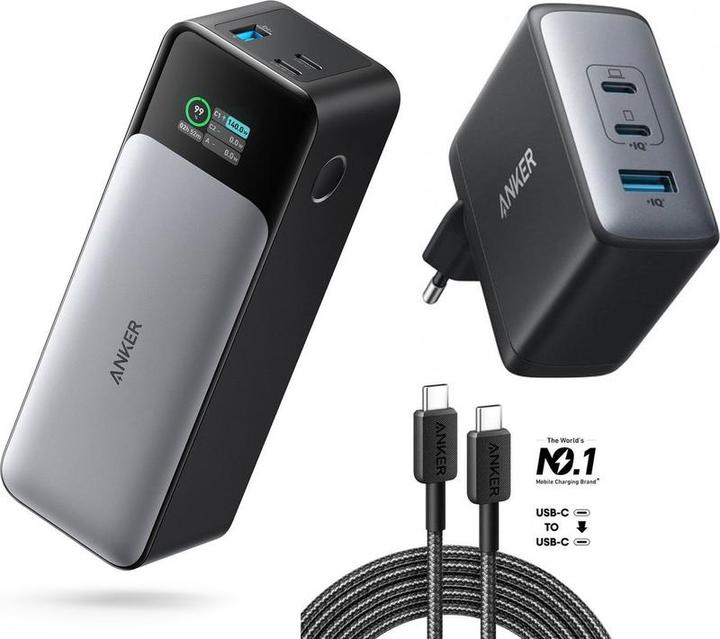 Anker 737 - Power Bank (PowerCore 24K) + Chargeur 736 Nano II (100W) + Câble 322 USB -C 1 (24 mAh, 100 W, 100 Wh)