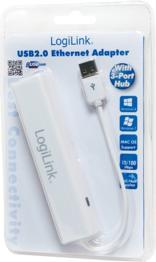 Immagine prodotto LogiLink USB 2.0 zu RJ-45 (USB-A, 3 Porti)
