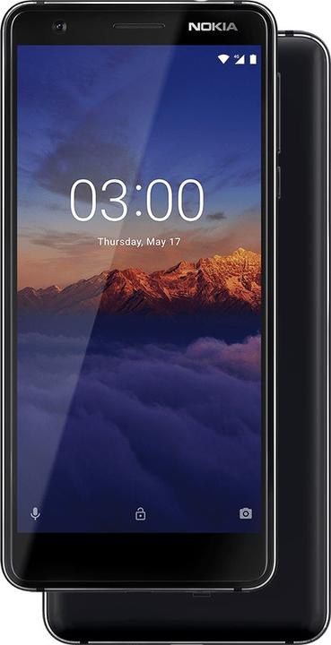 Nokia 3.1 (16 GB, Black Chrome, 5.20", Dual SIM + SD, 13 Mpx, 4G)