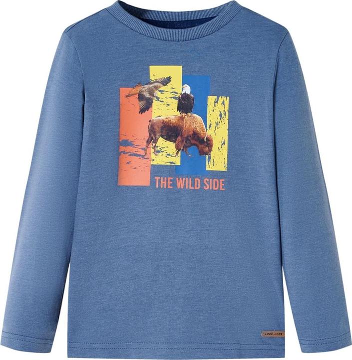 Produktbild VidaXL Kinder-Langarmshirt Blau Melange 128,Material: 60 (128)