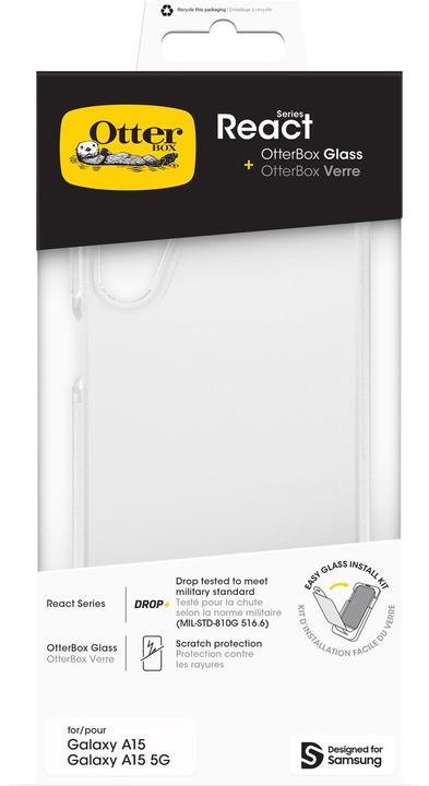 Image du produit OtterBox React + Glass Bundle - Kit (Samsung Galaxy A15, Samsung Galaxy A15 5G)