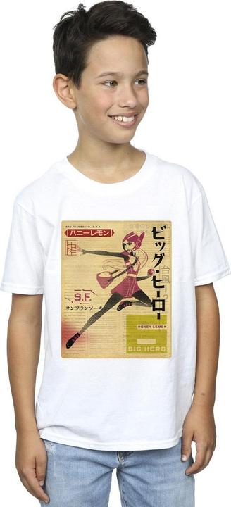 Actual product image Disney Boys Big Hero 6 Baymax Honey Lemon Newspaper T-Shirt (116)