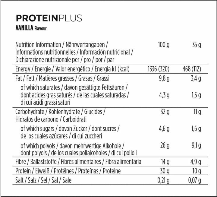 Nutritional values and ingredients Powerbar Protein Plus Low Sugar (Vanilla, 16 pcs., 660 g)