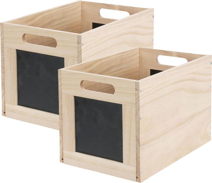 Image du produit Storage Solutions Lot de 2 boîtes de rangement en bois avec tableau à craies, boîte pour écrire, 30 x 20 x 20 cm (30 x 20 x 20 cm, 12 l)