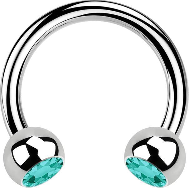 Immagine prodotto Star Piercing Micro Circular Barbell in argento con due sfere di cristallo turchese (senza ottone, Acciaio chirurgico 316L)