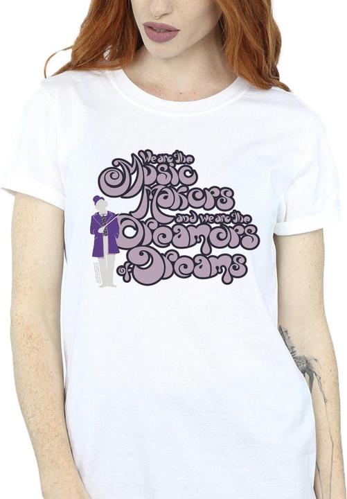 Actual product image Willy Wonka & the Chocolate Factory Womens/Ladies Dreamers Text Cotton Boyfriend T-Shirt (S)