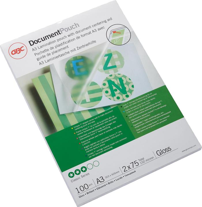 Image du produit GBC Feuille de plastification (A3, 100 pièce(s), 75 µm)