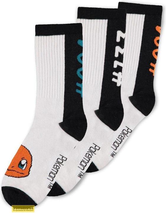 Produktbild Difuzed Pokemon pack 3 paires de chaussettes Heads Black & White 39-42 (3er Pack, 39, 42)