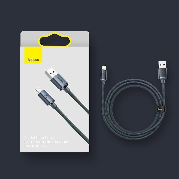 Actual product image Baseus Crystal Shine Series Fast Charging Data Cable USB to iP 2.4A 1.2m Blue (1.20 m)
