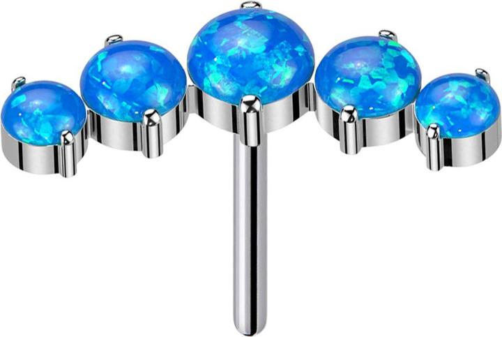 Star Piercing Threadless gebogen silber fünf Opale blau (ohne Messing, Titan G23)