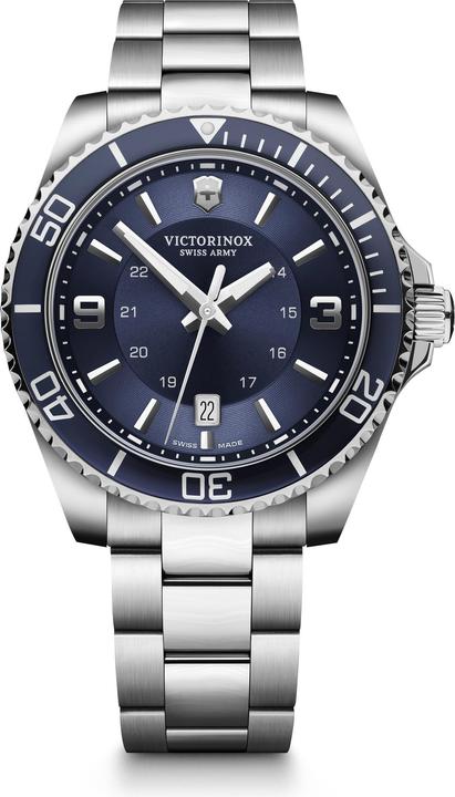 Produktbild Victorinox Maverick, Taucheruhr, Herrenuhr, 43 cm, Ziffernblatt blau, Edelstahl Armband silber (Taucheruhr, 43 mm)