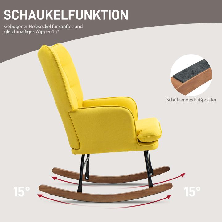 Image du produit Homcom Fauteuil à bascule avec tabouret et dossier haut
