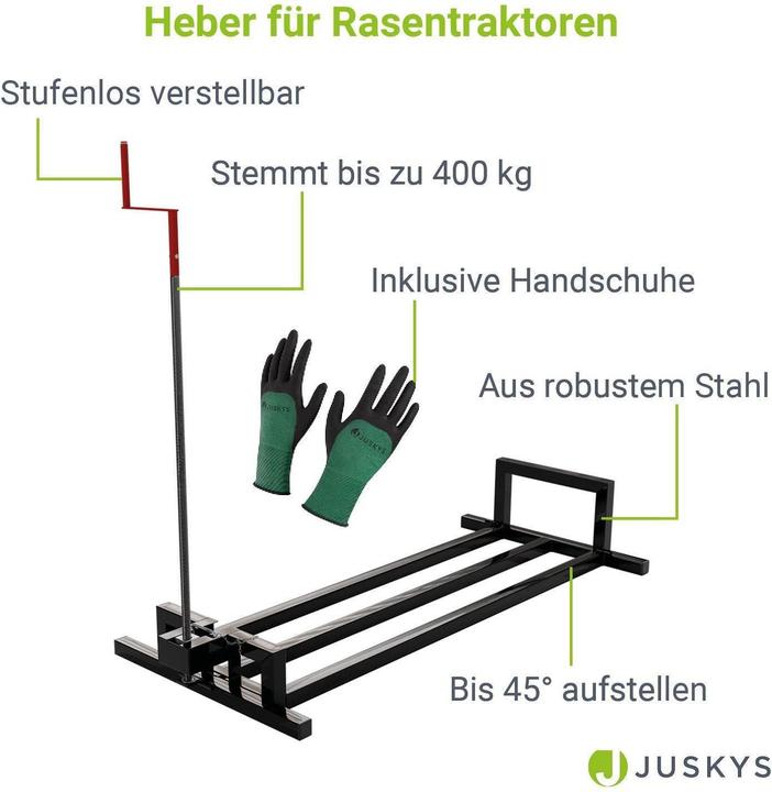 Image du produit Juskys Levier de tracteur de pelouse avec gants (Tracteur de pelouse, Accessoires pour tracteurs)
