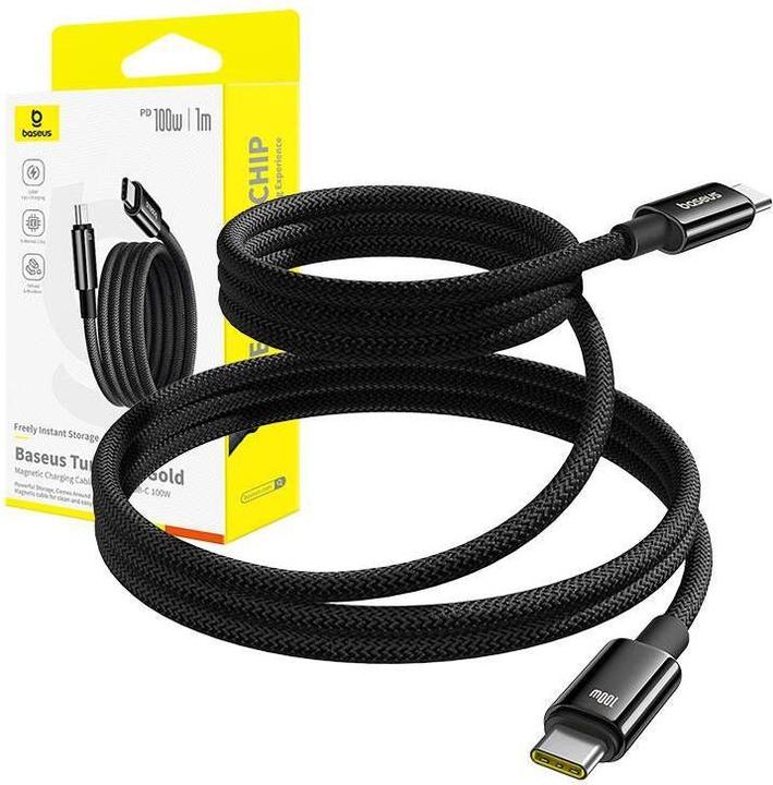 Image du produit Baseus Tungsten Gold magnétique USB-C / USB-C cable 100W 1m - noir (1 m, USB 2.0)