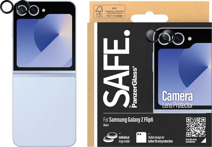 Actual product image PanzerGlass SAFE.by Lens Protector Samsung Z Flip 6 -black (1 Piece, Samsung Galaxy Z Flip6)