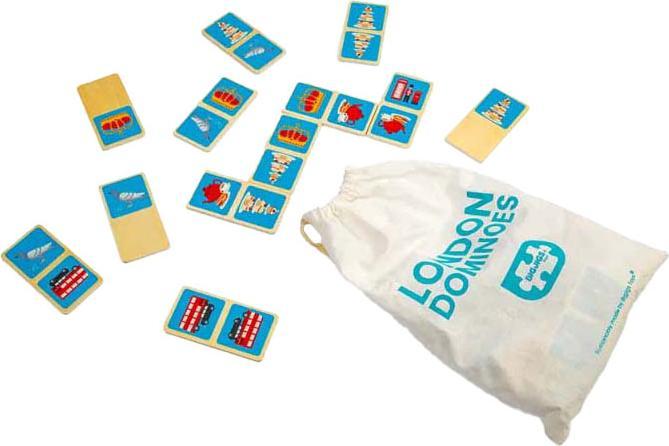 Produktbild Bigjigs London-Dominospiel aus Holz, 28-teilig.