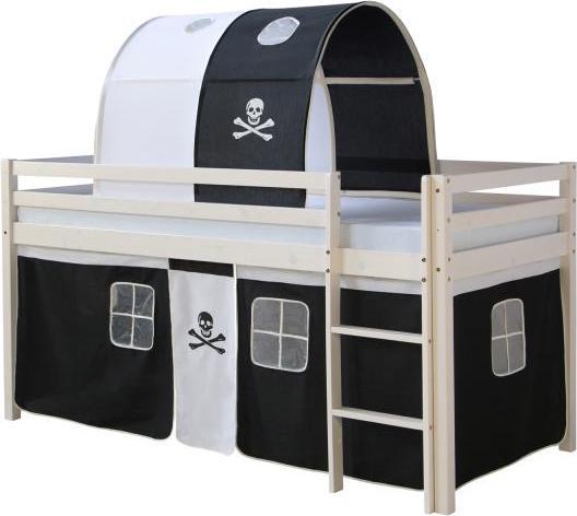Produktbild Homestyle4u Hochbett Spielbett Kinderbett mit Tunnel Vorhang (90 x 200 cm)