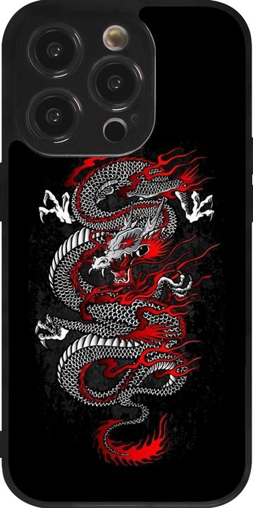 Produktbild PhoneLook Hülle Silikon schwarz Japanese style Dragon Tattoo Red Black (Apple iPhone 14 Pro)