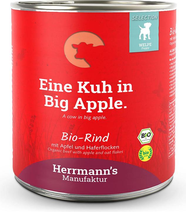 Produktbild Herrmanns Selection Puppy Bio Rind mit Apfel und Haferflocken (Welpe + Kitten, 1 Stk., 800 g)