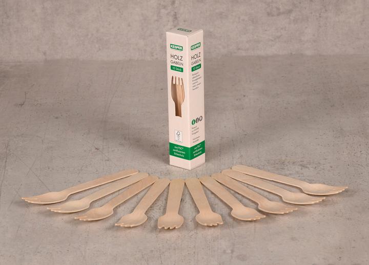 Immagine prodotto Kesper Forchetta di legno monouso, confezione da 10 (10 x)