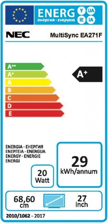Energy Label NEC 27 L MS EA271F BK (1920 x 1080 pixels, 27")