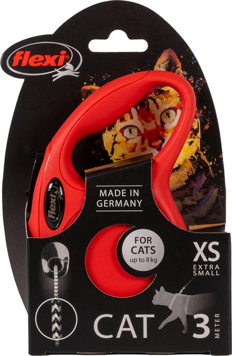 Actual product image Flexi Retractable leash NEW CLASSIC CAT XS, 3 m red rope (XS, Cat, Dog sport)