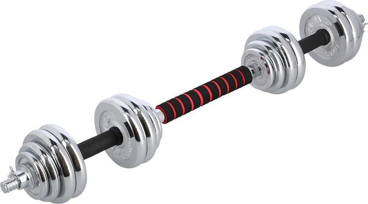 Produktbild HMS STC30 CHROM-HANTEL-SET – LANGHANTEL IM KOFFER 2x15KG