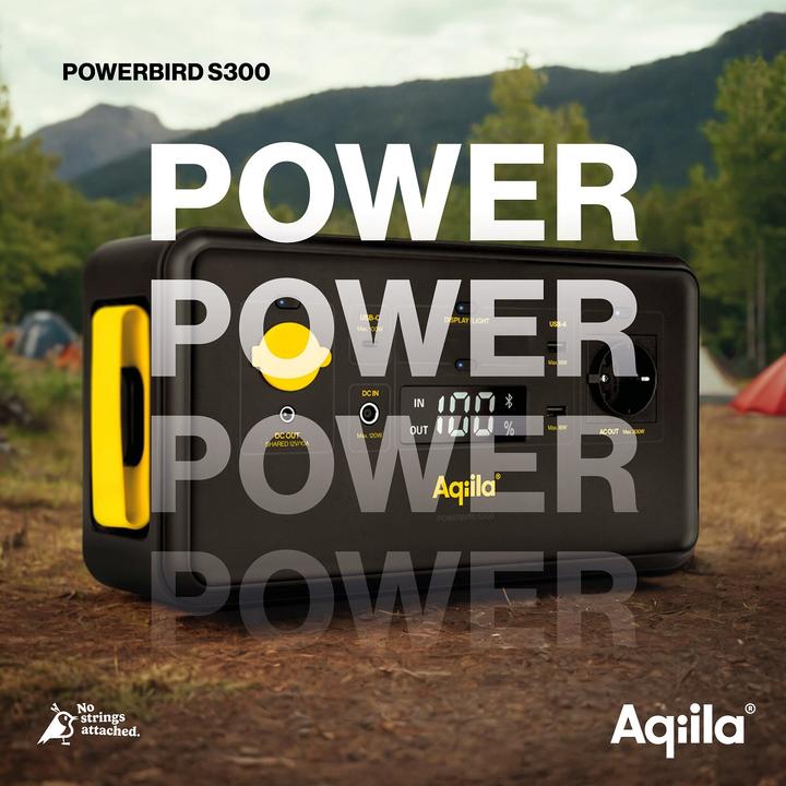 Actual product image Aqiila Powerbird S300 Powerstation LiFePO 4 Black, Yellow (294 Wh, 8.40 kg)