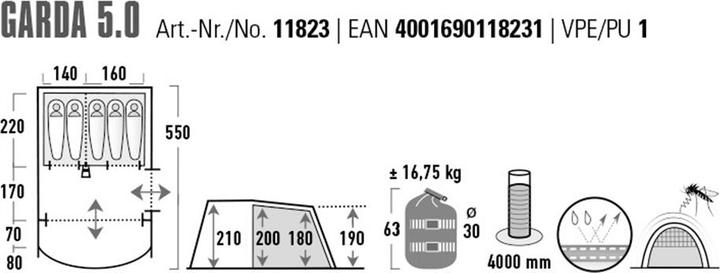 Actual product image High Peak Garda 5.0 (Tunnel tent, 16.80 kg, 5 persons)