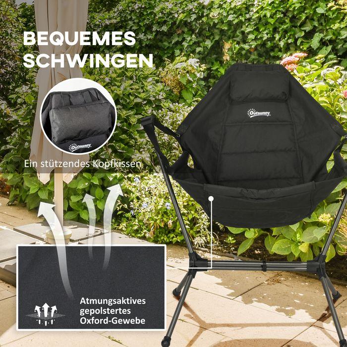 Actual product image Swisshandel24 Camping rocking chair, foldable, adjustable backrest, aluminium frame, 54x100x101cm, black