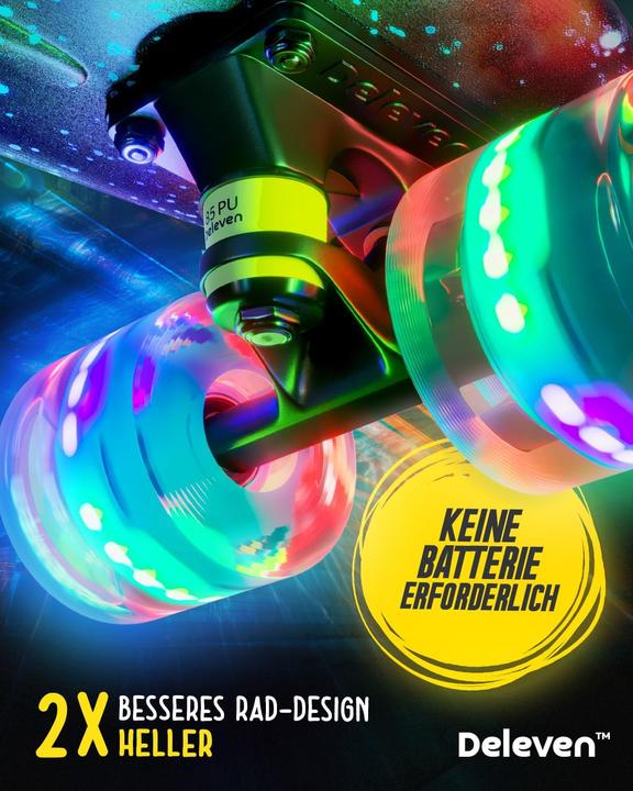 Produktbild Deleven Skateboard mit LED Rollen und Skate Tool