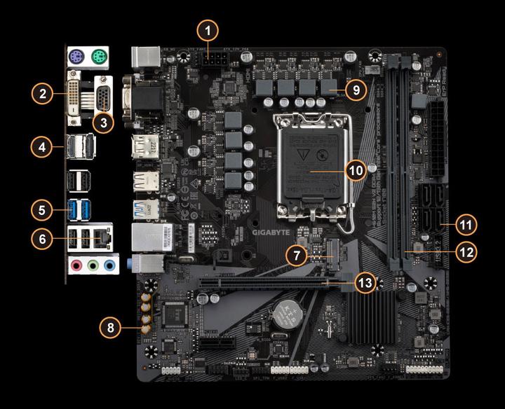 Immagine prodotto Gigabyte H610M S2H V2 (LGA 1700, Intel H610 Express, mATX)